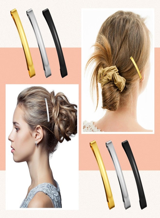 Hotop 30 Pieces Open Center Metal Barrettes Anti-slip Metal Hair Clip for Women, Assorted Colors(Slide Barrette,Black, Silver, Gold) - Image 4